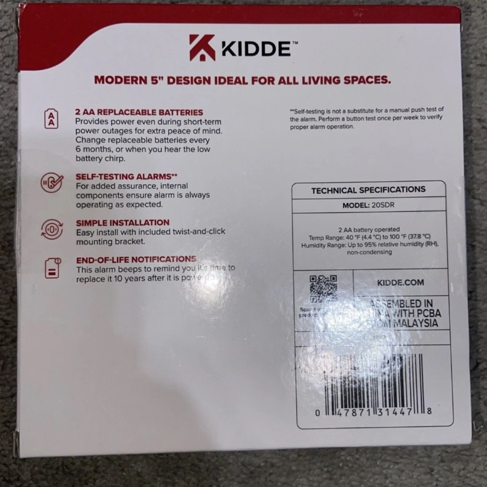 Kidde Battery Powered Smoke Alarm Detector New in Box 20SDR Self Testing - Picture 3 of 8